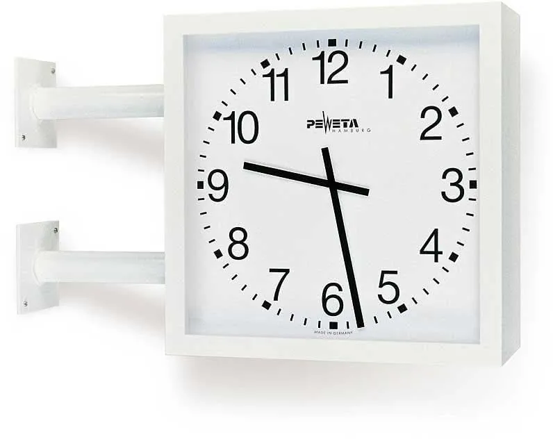 Peweta Wanduhr 50x50x25 cm Metall • Doppelseitig • Funkuhr
