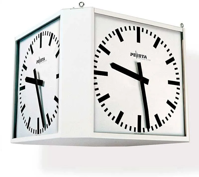 Peweta Wanduhr 56,5x56,5x56,5 cm Metall • Vierseitig • Funkgesteuert