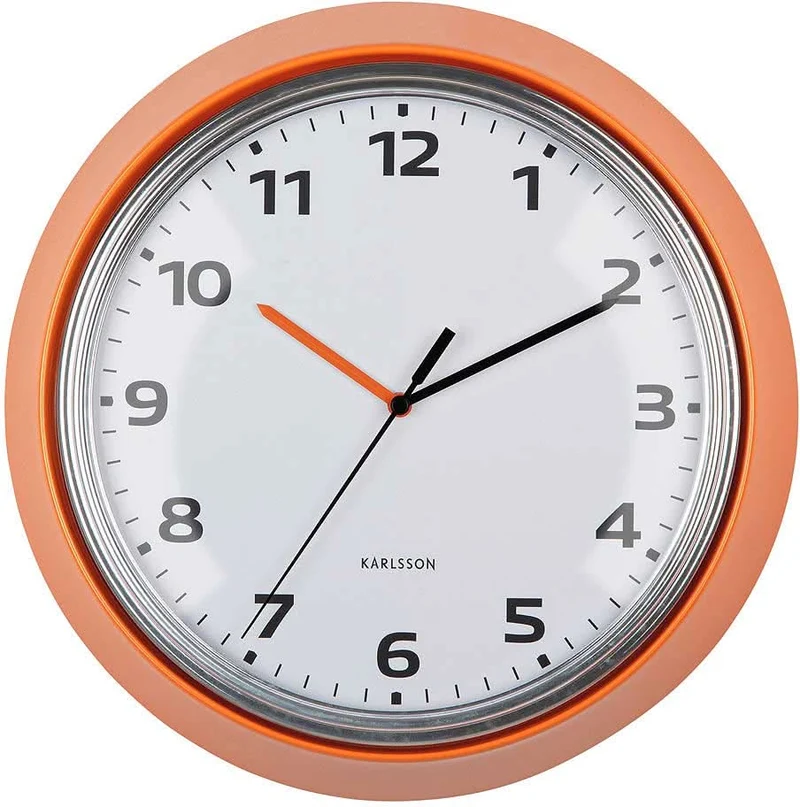 Karlsson Wanduhr 34x34x7 cm Metall • Modern Retro Stil • Präzises Quarzuhrwerk