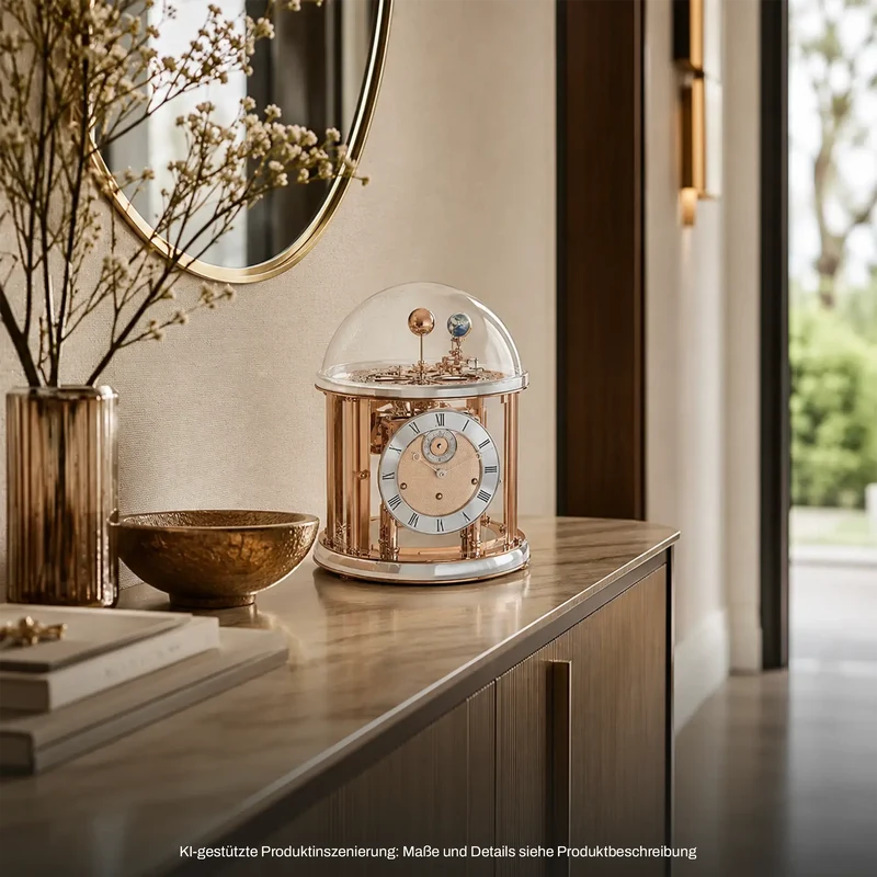 Hermle Tischuhr 35x29x29 cm Metall • Exquisite Tellurium-Funktion • Mit Westminster Schlagwerk