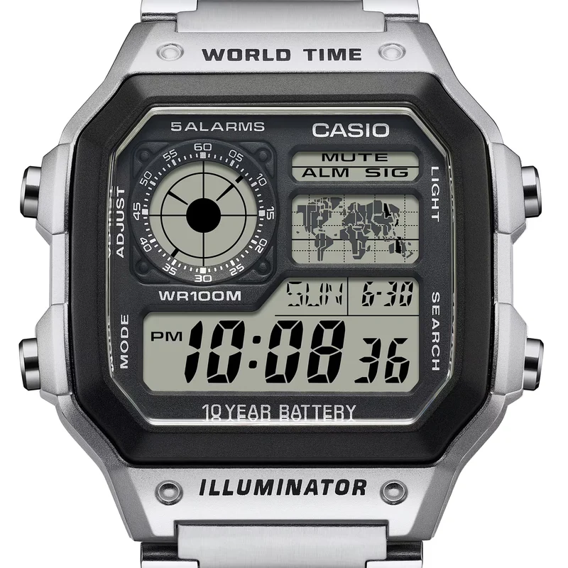 Casio Collection AE-1200WHD-1AVEF Herrenuhr • Kultiges Retro-Design • 10-Jahres-Batterie