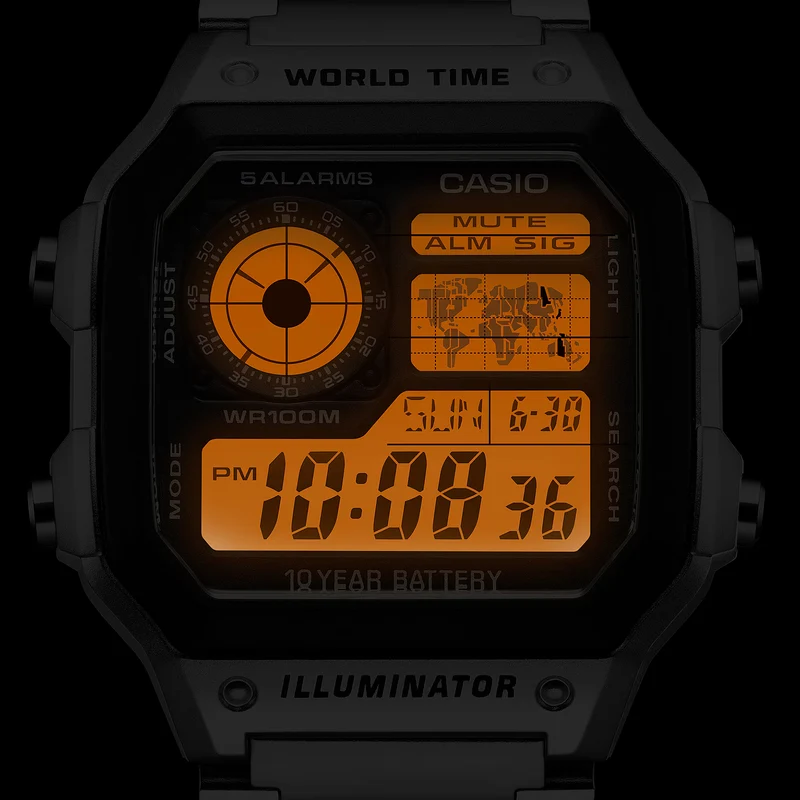 Casio Collection AE-1200WHD-1AVEF Herrenuhr • Kultiges Retro-Design • 10-Jahres-Batterie