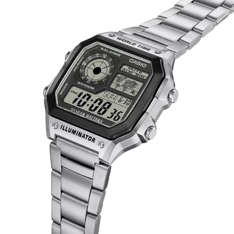 Casio Collection AE-1200WHD-1AVEF Herrenuhr • Kultiges Retro-Design • 10-Jahres-Batterie