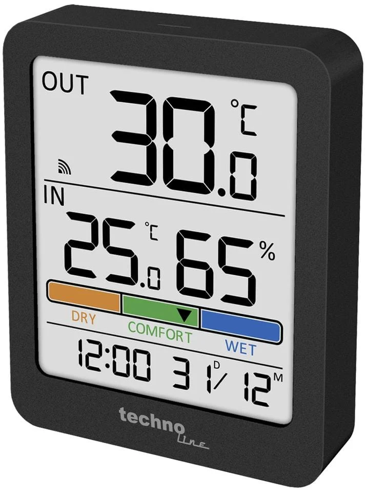 Thermometer Technoline WS 9488 81x98x22mm anthrazit mit 1 Außensensor 30m