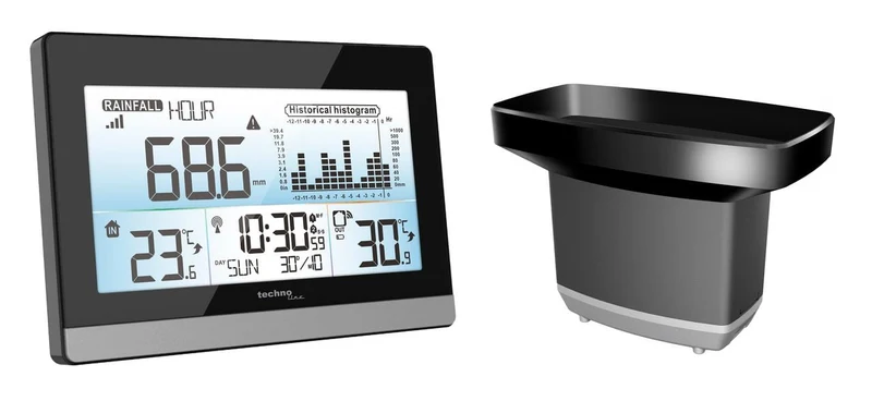 Wetterstation Technoline WS 9016 180x110x38mm schwarz/silber mit Regenmesser