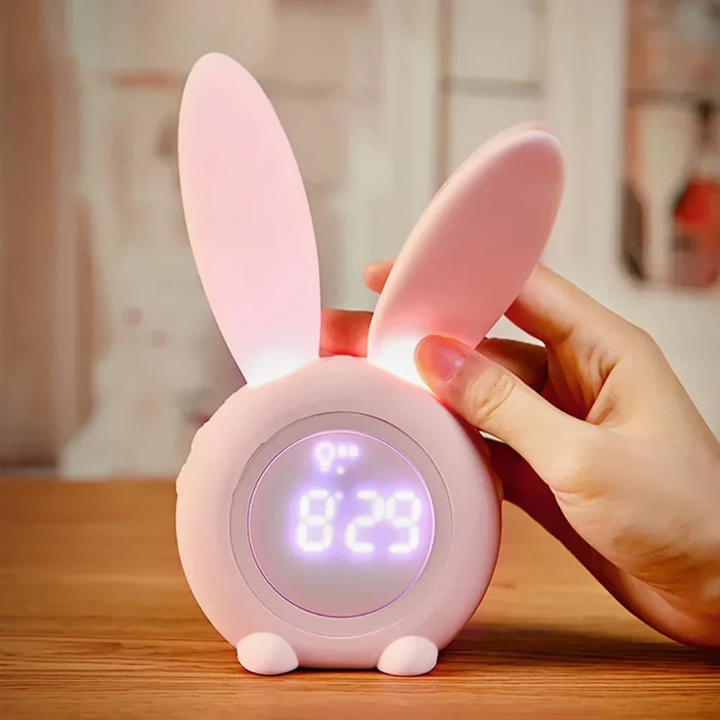 Digitaler Hasenwecker mit Licht für Mädchen