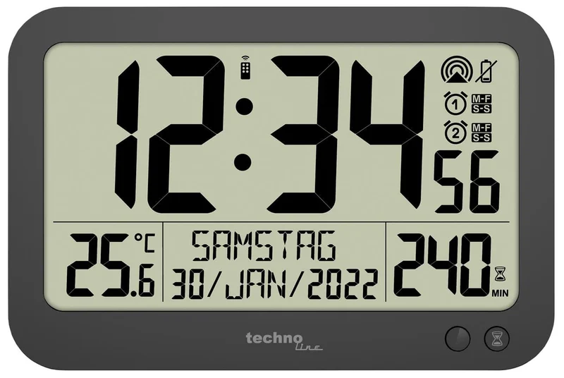 Digitale Wanduhr Technoline WS 8026 223x148x17mm schwarz mit Fernbedienung