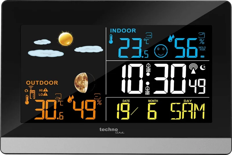 Wetterstation Technoline WS 6455 144x96x38mm schwarz/silber LCD-Display