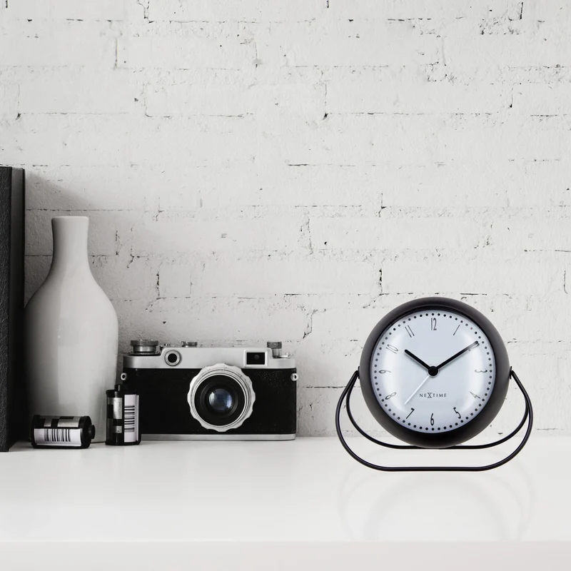 Table Alarm Clock 14x12x8cm-Silent-Metal-NeXtime 'Bubble Alarm Clock'