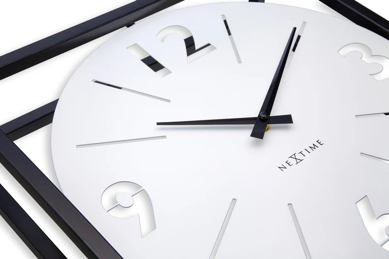 Table / Wall clock 40 x 40 x 9.5 cm - Metal - Black / White - NeXtime 'Time Frame'