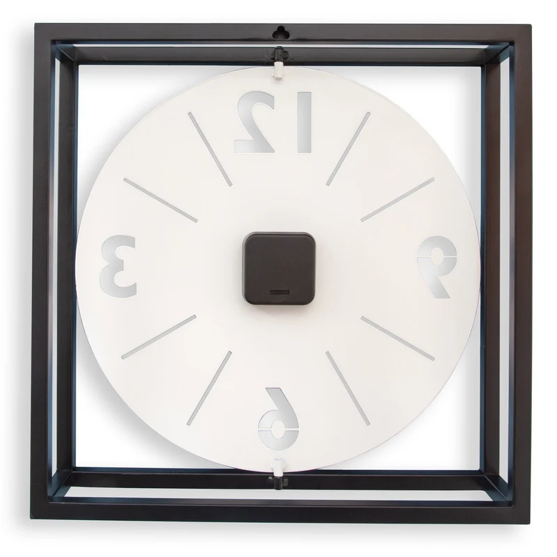 Table / Wall clock 40 x 40 x 9.5 cm - Metal - Black / White - NeXtime 'Time Frame'
