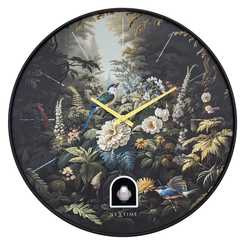 Wall clock 30cmØ - Plastic - Black - Cuckoo - NeXtime 'Vanity Cuckoo'