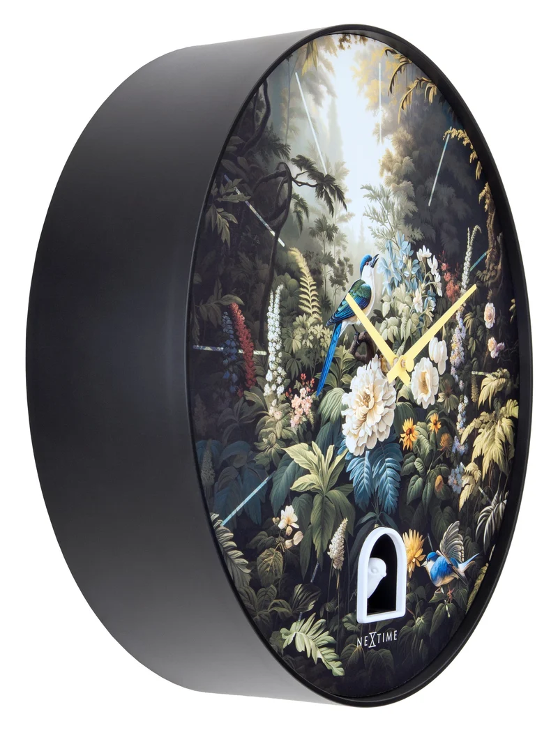 Wall clock 30cmØ - Plastic - Black - Cuckoo - NeXtime 'Vanity Cuckoo'
