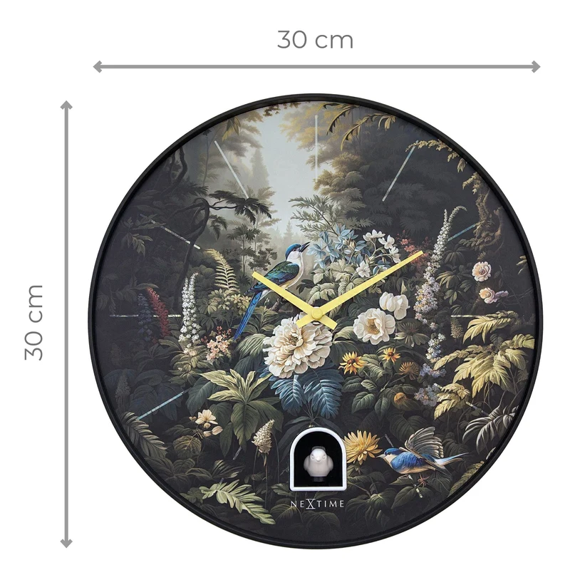 Wall clock 30cmØ - Plastic - Black - Cuckoo - NeXtime 'Vanity Cuckoo'