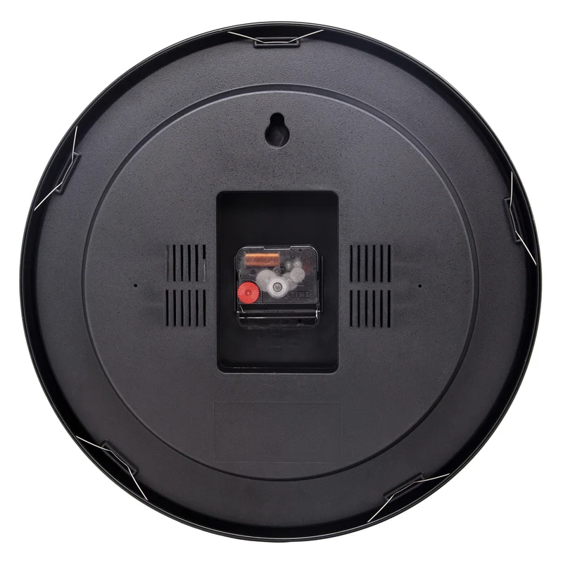 Wall Clock 35cm-Silent-Black-Anodized Aluminium-NeXtime 'Station All Black'