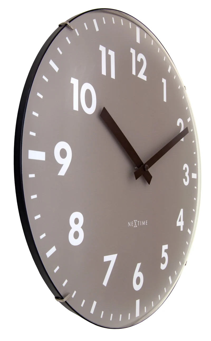 Wall Clock 35cm Domed Glass Lens-Silent-Glass-NeXtime 'Duomo'