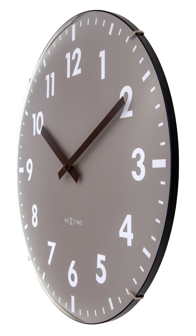 Wall Clock 35cm Domed Glass Lens-Silent-Glass-NeXtime 'Duomo'
