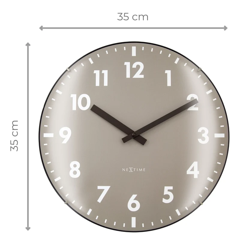 Wall Clock 35cm Domed Glass Lens-Silent-Glass-NeXtime 'Duomo'