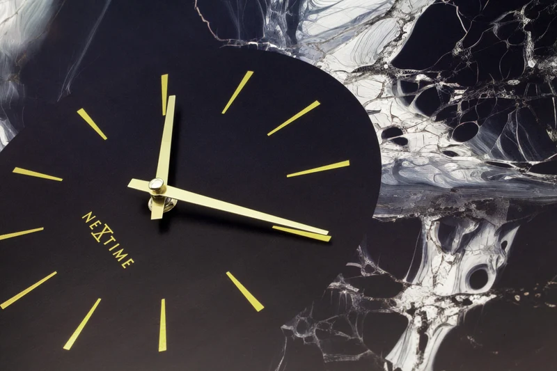 Large Wall Clock 48cm-Silent-Aluminium-NeXtime 'Marble Duo'