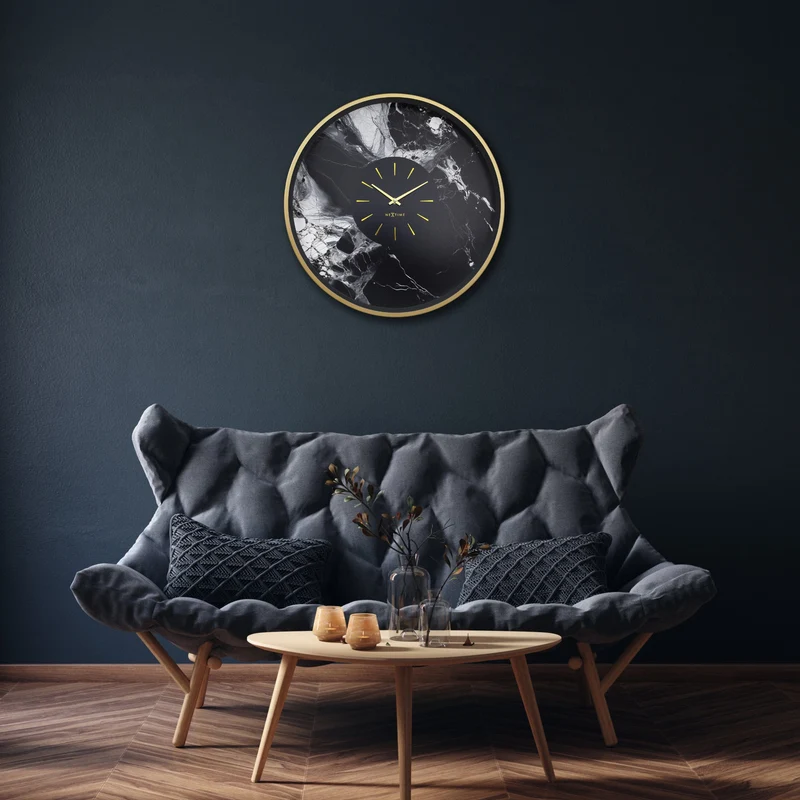 Large Wall Clock 48cm-Silent-Aluminium-NeXtime 'Marble Duo'