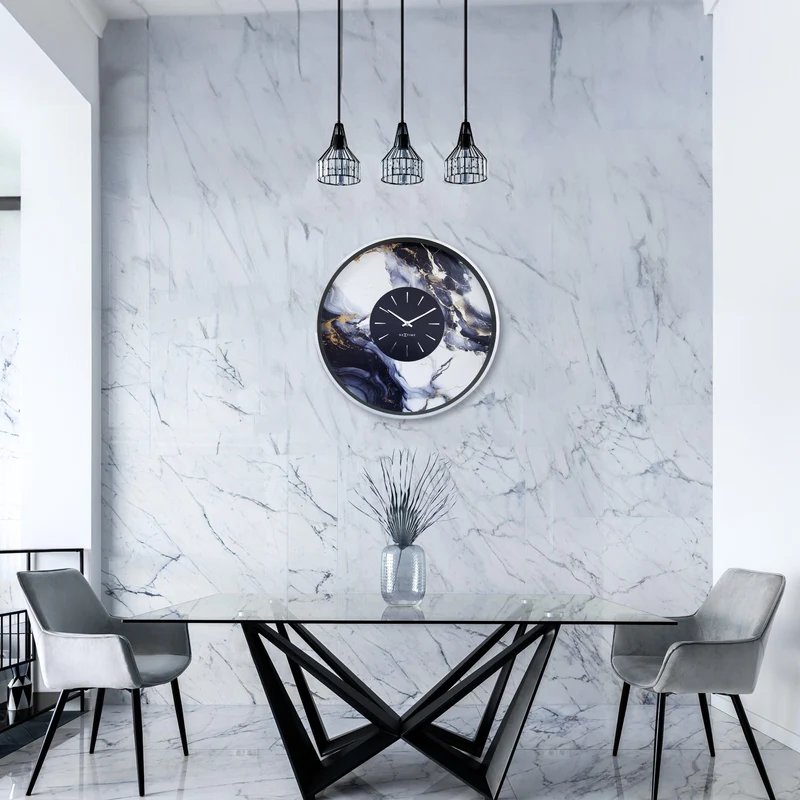 Large Wall Clock 48cm-Silent-Aluminium-NeXtime 'Marble Duo'