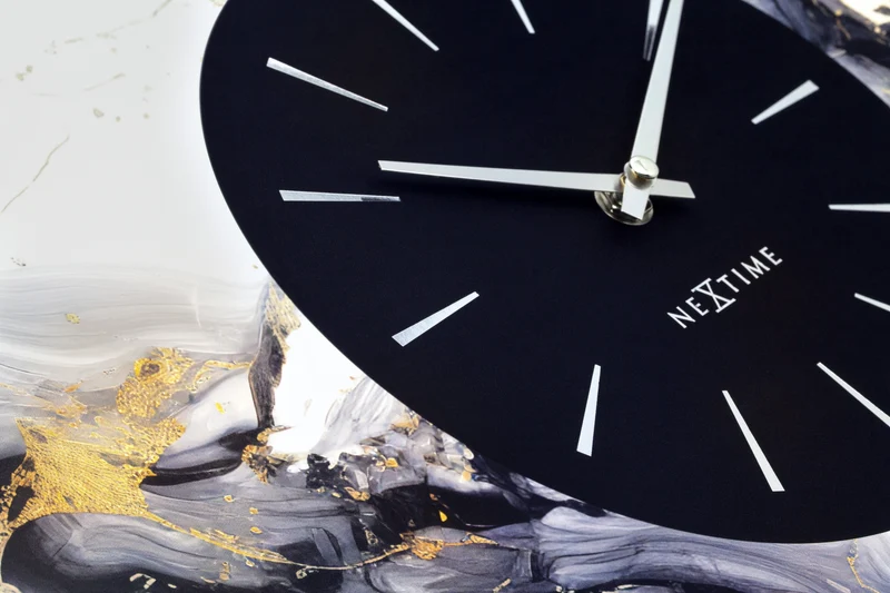 Large Wall Clock 48cm-Silent-Aluminium-NeXtime 'Marble Duo'