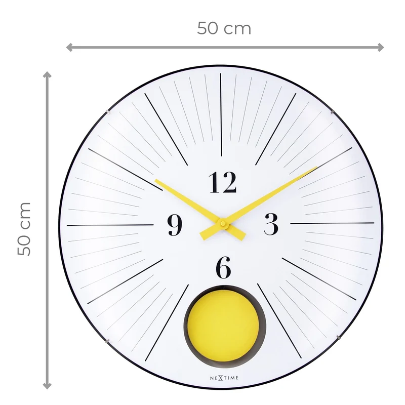 Large Wall Clock 50cm Domed Glass Lens-Silent-Pendulum-NeXtime 'Duomo 50 Pendulum'