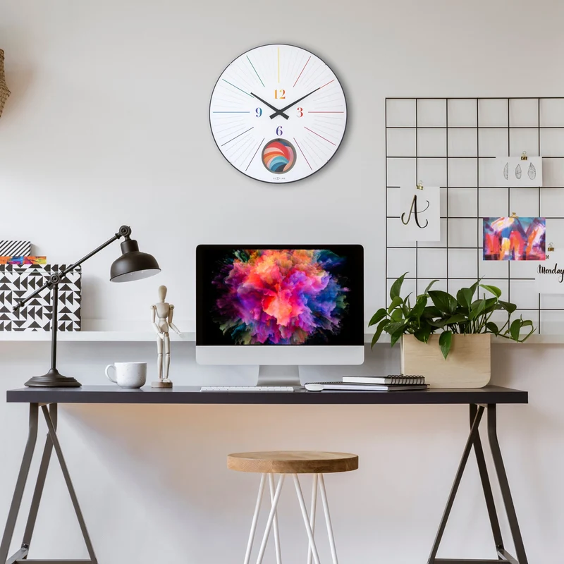 Large Wall Clock 50cm Domed Glass Lens-Silent-Pendulum-NeXtime 'Duomo 50 Pendulum'