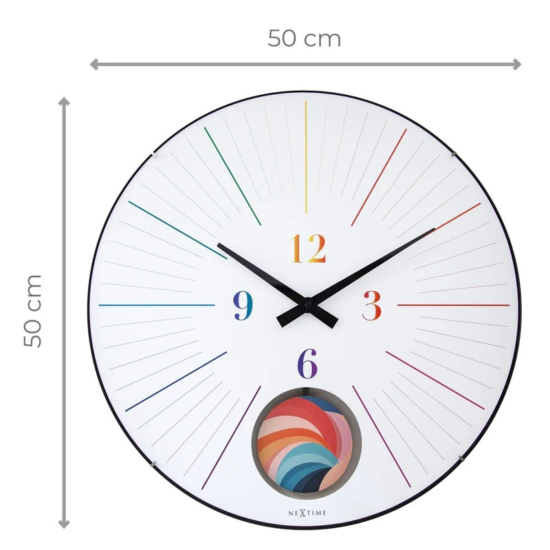 Large Wall Clock 50cm Domed Glass Lens-Silent-Pendulum-NeXtime 'Duomo 50 Pendulum'