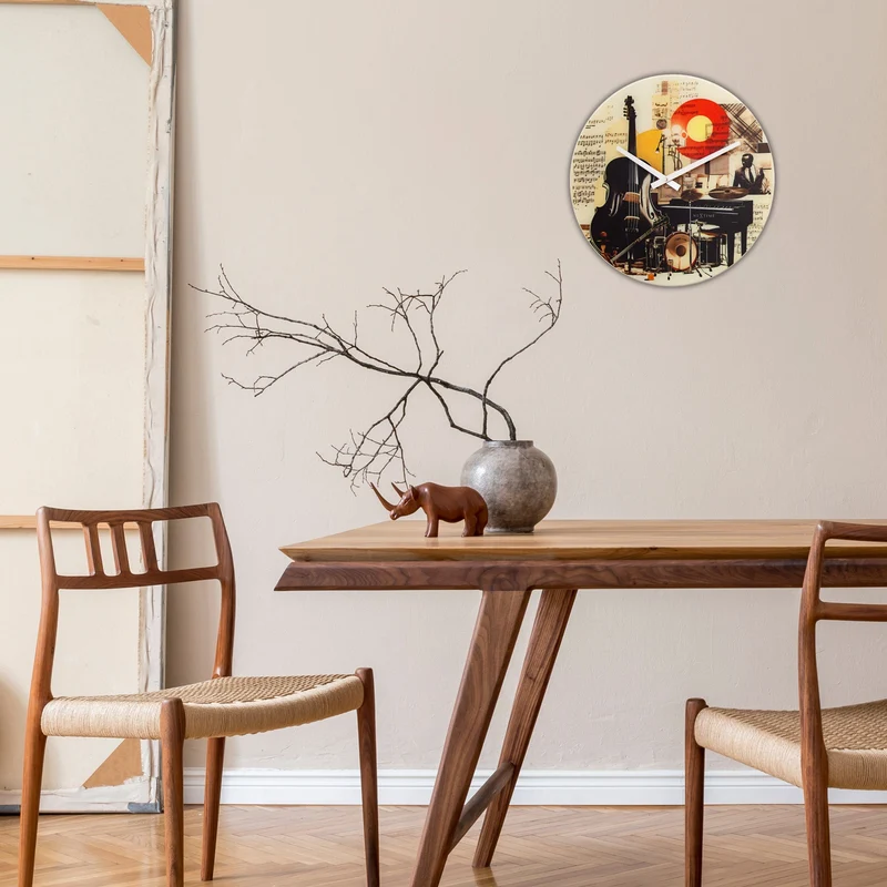 Wall clock 43cm-Silent-Multicolour-Glass-NeXtime 'Blues'