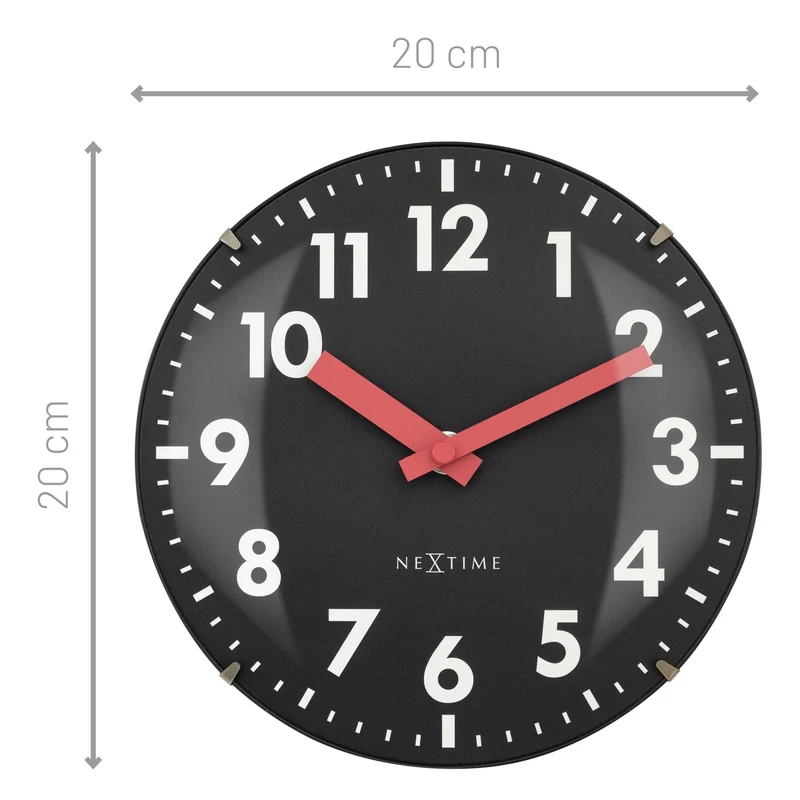 Table/Wall clock 20cm - Domed glass lens - Silent - Glass - "Duomo Mini"