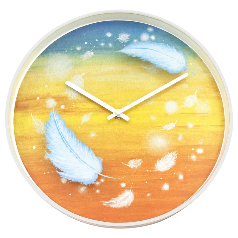 Wall clock 30cm - Silent - Multicolour - Plastic - "Feathers"