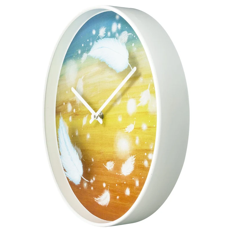Wall clock 30cm - Silent - Multicolour - Plastic - "Feathers"