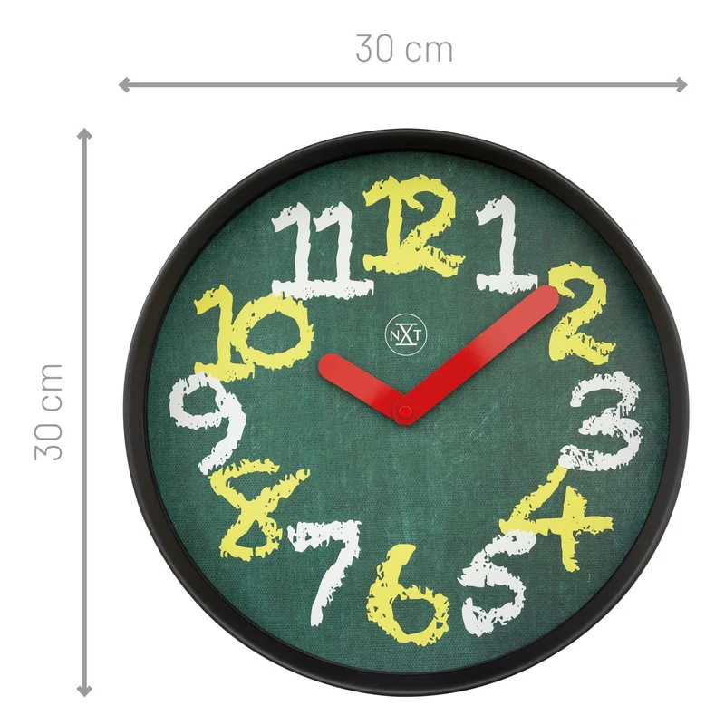 Wall clock 30cm - Silent - Green - Plastic - "Chalkboard"