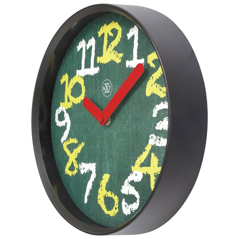 Wall clock 30cm - Silent - Green - Plastic - "Chalkboard"