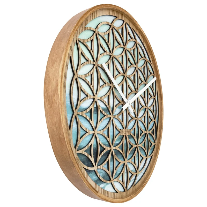 Wall clock 40cm - Silent - Green - Wood -"Concord"