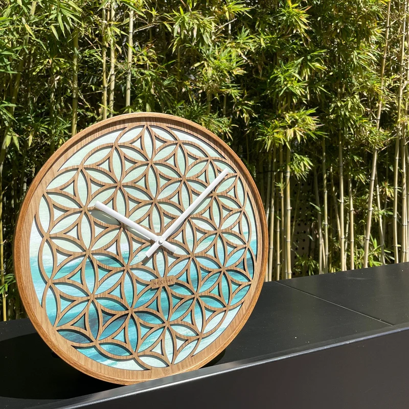 Wall clock 40cm - Silent - Green - Wood -"Concord"