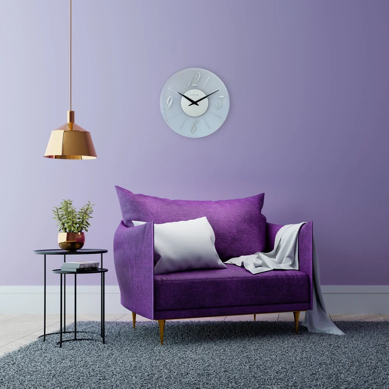 Wall clock 43cm - Silent - Glass - Frosted/Mirror - "Dali Round"