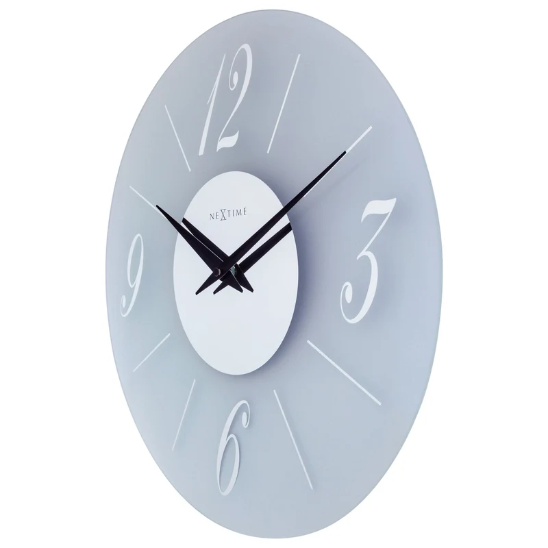 Wall clock 43cm - Silent - Glass - Frosted/Mirror - "Dali Round"
