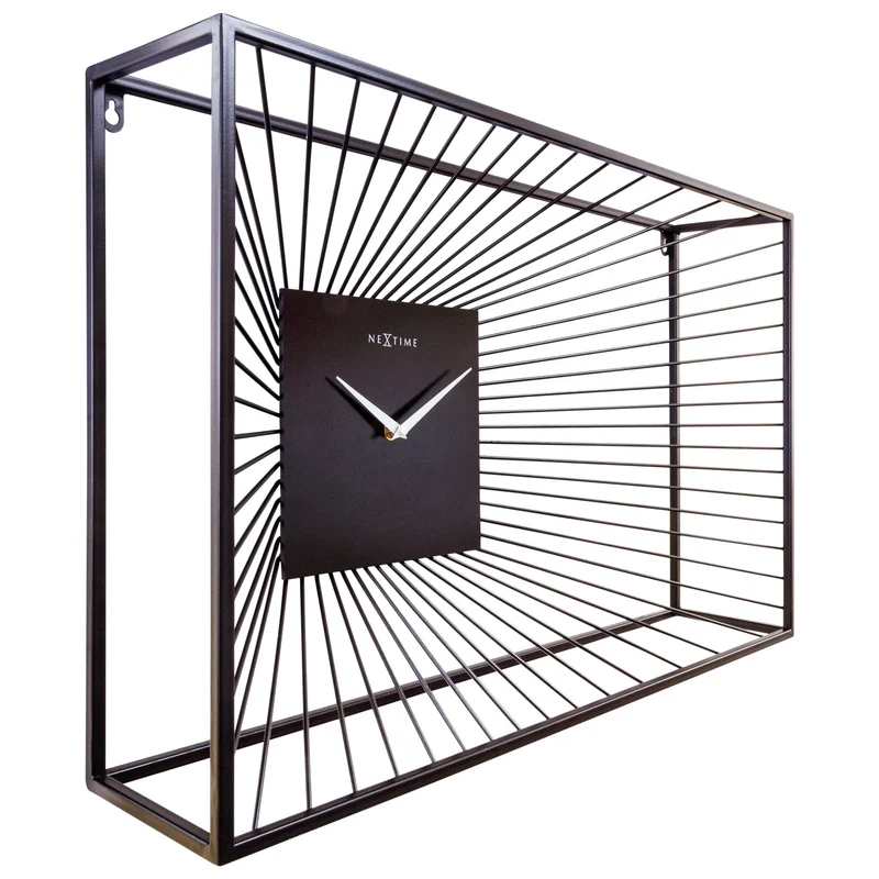 Large Wall Clock 70x45x15cm - Silent - Black - Metal - "Vasco"