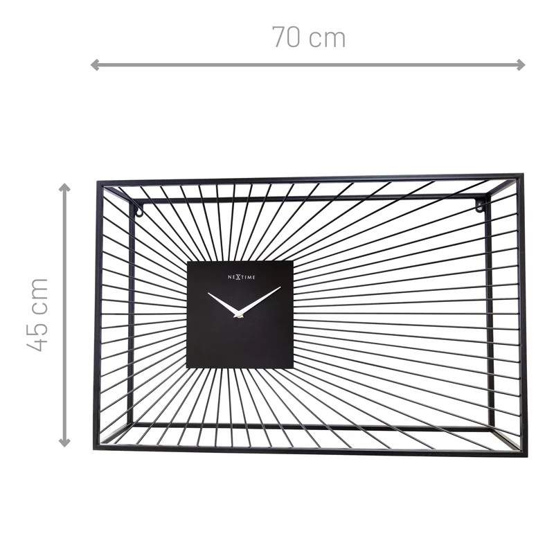 Large Wall Clock 70x45x15cm - Silent - Black - Metal - "Vasco"
