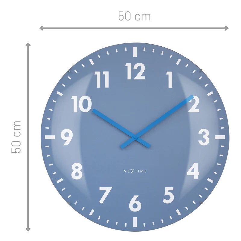 Large Wall Clock 50cm Domed Glass Lens - Silent - Glass - "Duomo 50"