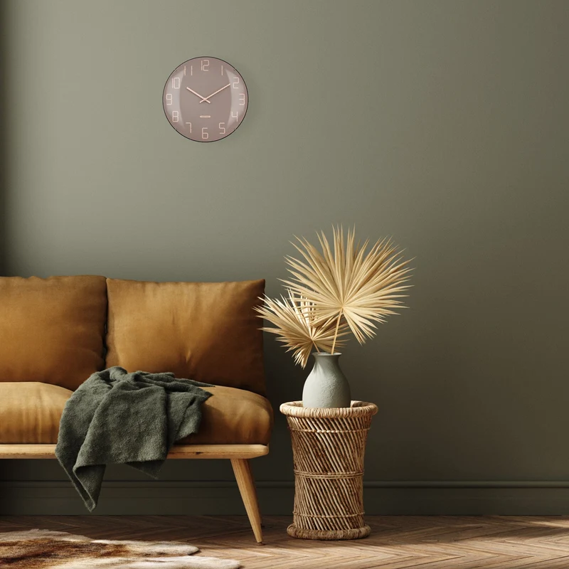 Wall Clock 35cm Domed Glass Lens - Silent - Glass -"Shade"