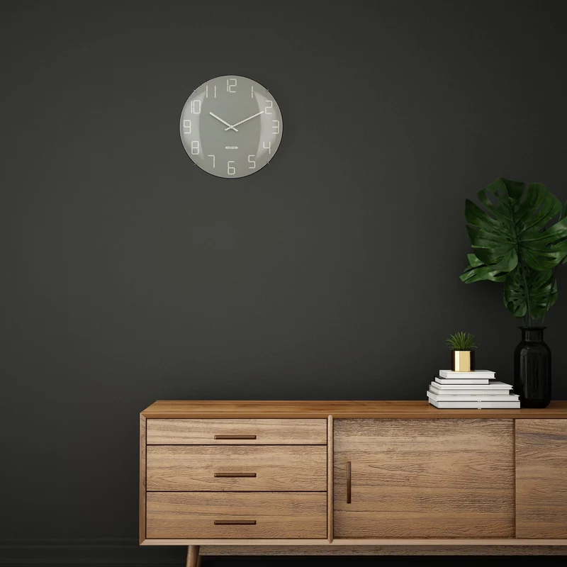 Wall Clock 35cm Domed Glass Lens - Silent - Glass -"Shade"