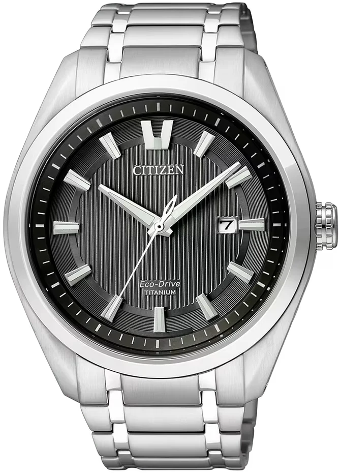 Citizen Super Titanium AW1240-57E Herrenuhr • Eco-Drive Antrieb • Kratzfestes Saphirglas