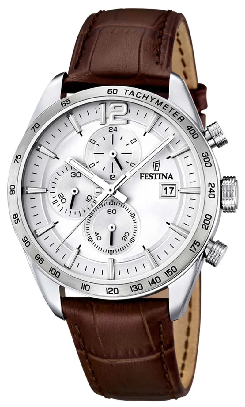 Festina Timeless Chronograph F16760/1 Herrenuhr • Elegantes Design • Lederarmband
