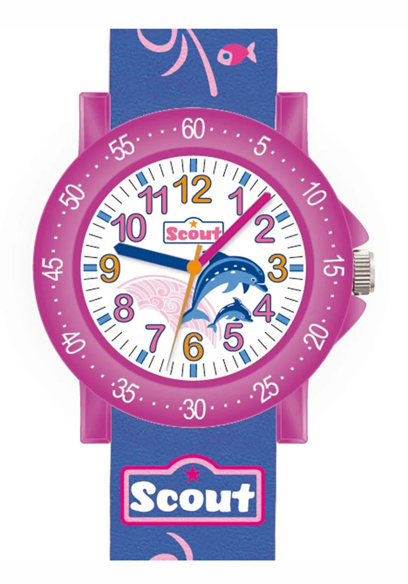 Scout Action Delfin 375001 Mädchen-Uhr • Pädagogische Lernuhr • Robust bis 5 ATM