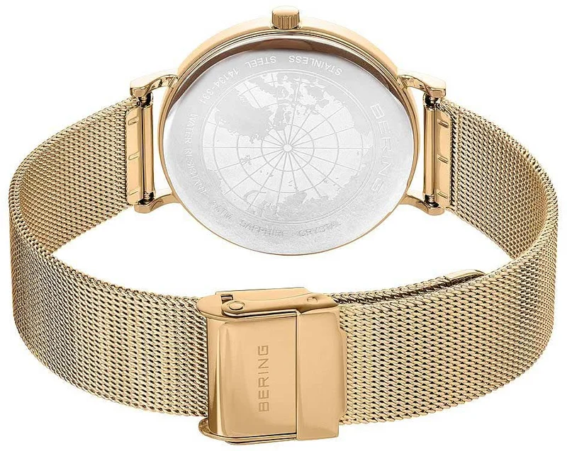Bering Classic 14134-331 Damenuhr • Kratzfestes Saphirglas • Feines Milanaise-Armband