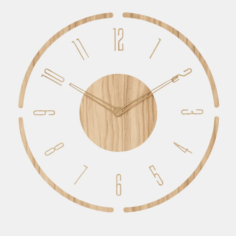 Scandinavische Wandklok Hout 35cm Stil Uurwerk Minimalistisch Design Woonkamer Slaapkamer Kantoor | Sansoti