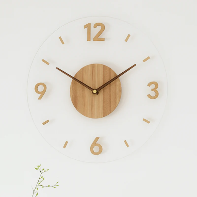 Scandinavische Wandklok Hout 35cm Stil Uurwerk Minimalistisch Design Woonkamer Slaapkamer Kantoor | Sansoti